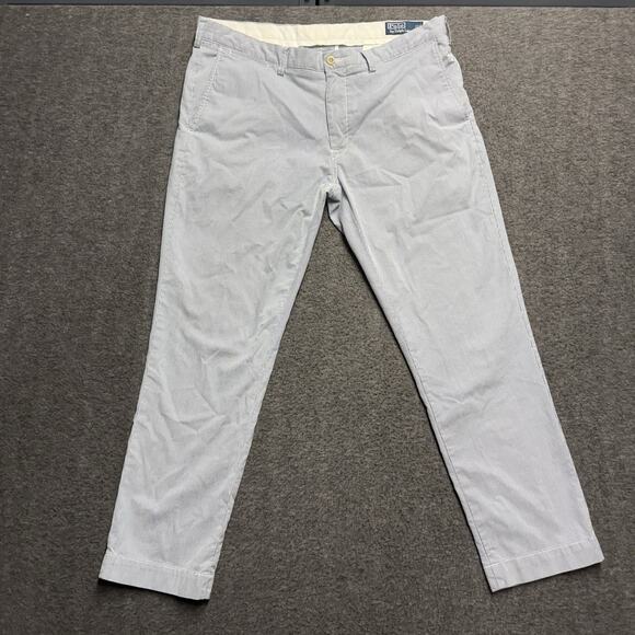 Polo Ralph Lauren Chino Pants Men's 38 X 30 Blue/White Pinstripe Slim Fit Cotton - Picture 1 of 8
